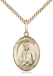 [8075GF/18G] 14kt Gold Filled Saint Martha Pendant on a 18 inch Gold Plate Light Curb chain