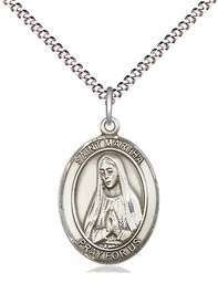 [8075SS/18S] Sterling Silver Saint Martha Pendant on a 18 inch Light Rhodium Light Curb chain
