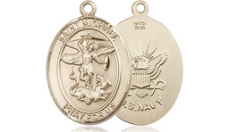 [8076GF6] 14kt Gold Filled Saint Michael Navy Medal