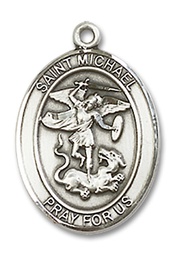 [8076SSY] Sterling Silver Saint Michael the Archangel Medal - With Box
