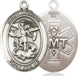 [8076SS10] Sterling Silver Saint Michael EMT Medal