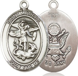 [8076SS2] Sterling Silver Saint Michael Army Medal