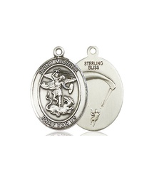 [8076SS7] Sterling Silver Saint Michael Paratrooper Medal