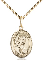 [8077GF/18G] 14kt Gold Filled Saint Philomena Pendant on a 18 inch Gold Plate Light Curb chain
