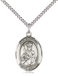 [8081SS/18S] Sterling Silver Saint Louis Pendant on a 18 inch Light Rhodium Light Curb chain