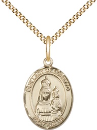 [8082GF/18G] 14kt Gold Filled Our Lady of Loretto Pendant on a 18 inch Gold Plate Light Curb chain