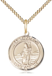 [8084RDGF/18G] 14kt Gold Filled Saint Patrick Pendant on a 18 inch Gold Plate Light Curb chain