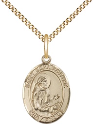[8085GF/18G] 14kt Gold Filled Saint Bonaventure Pendant on a 18 inch Gold Plate Light Curb chain