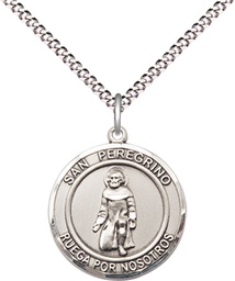 [8088RDSPSS/18S] Sterling Silver San Peregrino Pendant on a 18 inch Light Rhodium Light Curb chain