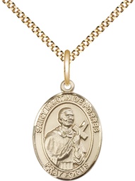 [8089GF/18G] 14kt Gold Filled Saint Martin de Porres Pendant on a 18 inch Gold Plate Light Curb chain