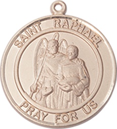 [8092RDGF] 14kt Gold Filled Saint Raphael the Archangel Medal