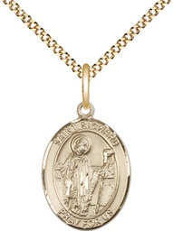 [8093GF/18G] 14kt Gold Filled Saint Richard Pendant on a 18 inch Gold Plate Light Curb chain