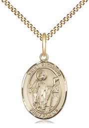 [8093GF/18G] 14kt Gold Filled Saint Richard Pendant on a 18 inch Gold Plate Light Curb chain