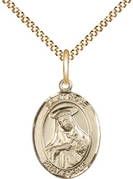 [8095GF/18G] 14kt Gold Filled Saint Rose of Lima Pendant on a 18 inch Gold Plate Light Curb chain