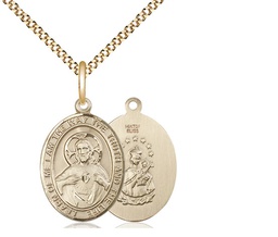 [8098GF/18G] 14kt Gold Filled Scapular Pendant on a 18 inch Gold Plate Light Curb chain