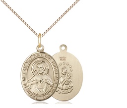 [8098GF/18GF] 14kt Gold Filled Scapular Pendant on a 18 inch Gold Filled Light Curb chain