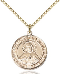 [8098RDGF/18GF] 14kt Gold Filled Scapular Pendant on a 18 inch Gold Filled Light Curb chain