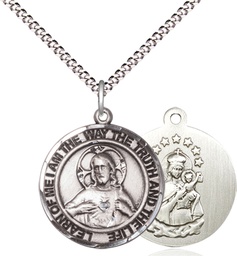 [8098RDSS/18S] Sterling Silver Scapular Pendant on a 18 inch Light Rhodium Light Curb chain