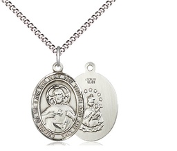 [8098SS/18S] Sterling Silver Scapular Pendant on a 18 inch Light Rhodium Light Curb chain