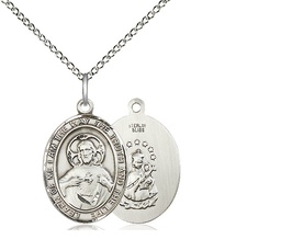 [8098SS/18SS] Sterling Silver Scapular Pendant on a 18 inch Sterling Silver Light Curb chain