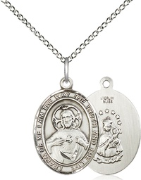[8098SS/18SS] Sterling Silver Scapular Pendant on a 18 inch Sterling Silver Light Curb chain