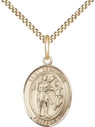 [8100GF/18G] 14kt Gold Filled Saint Sebastian Pendant on a 18 inch Gold Plate Light Curb chain