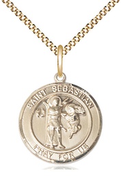 [8100RDGF/18G] 14kt Gold Filled Scapular Pendant on a 18 inch Gold Plate Light Curb chain