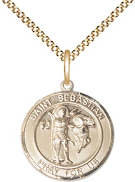 [8100RDGF/18G] 14kt Gold Filled Scapular Pendant on a 18 inch Gold Plate Light Curb chain