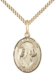 [8101GF/18G] 14kt Gold Filled Our Lady Star of the Sea Pendant on a 18 inch Gold Plate Light Curb chain