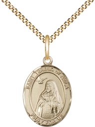 [8102GF/18G] 14kt Gold Filled Saint Teresa of Avila Pendant on a 18 inch Gold Plate Light Curb chain