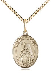 [8102GF/18G] 14kt Gold Filled Saint Teresa of Avila Pendant on a 18 inch Gold Plate Light Curb chain