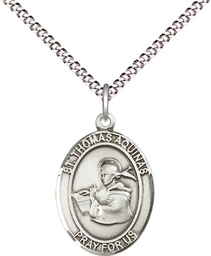 [8108SS/18S] Sterling Silver Saint Thomas Aquinas Pendant on a 18 inch Light Rhodium Light Curb chain