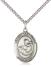 [8108SS/18S] Sterling Silver Saint Thomas Aquinas Pendant on a 18 inch Light Rhodium Light Curb chain