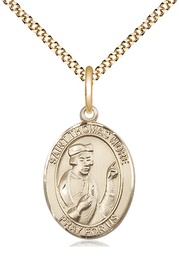 [8109GF/18G] 14kt Gold Filled Saint Thomas More Pendant on a 18 inch Gold Plate Light Curb chain