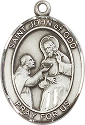 [8112SSY] Sterling Silver Saint John of God Medal - With Box