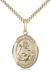 [8114GF/18G] 14kt Gold Filled Saint William of Rochester Pendant on a 18 inch Gold Plate Light Curb chain