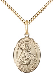 [8114GF/18G] 14kt Gold Filled Saint William of Rochester Pendant on a 18 inch Gold Plate Light Curb chain