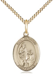 [8116GF/18G] 14kt Gold Filled Saint Zachary Pendant on a 18 inch Gold Plate Light Curb chain