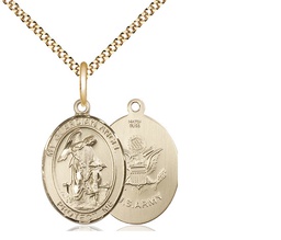 [8118GF2/18G] 14kt Gold Filled Guardian Angel Army Pendant on a 18 inch Gold Plate Light Curb chain