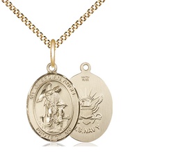 [8118GF6/18G] 14kt Gold Filled Guardian Angel Navy Pendant on a 18 inch Gold Plate Light Curb chain