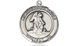 [8118RDSS] Sterling Silver Guardian Angel Medal