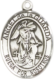 [8118SPSS] Sterling Silver Angel de la Guarda Medal