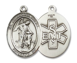 [8118SS10] Sterling Silver Guardian Angel EMT Medal
