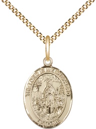 [8119GF/18G] 14kt Gold Filled Lord Is My Shepherd Pendant on a 18 inch Gold Plate Light Curb chain