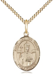 [8120GF/18G] 14kt Gold Filled Saint Leo the Great Pendant on a 18 inch Gold Plate Light Curb chain
