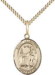 [8121GF/18G] 14kt Gold Filled Saint Valentine of Rome Pendant on a 18 inch Gold Plate Light Curb chain