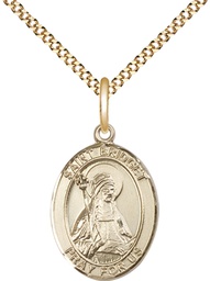 [8122GF/18G] 14kt Gold Filled Saint Bridget of Sweden Pendant on a 18 inch Gold Plate Light Curb chain