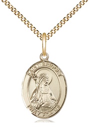 [8122GF/18G] 14kt Gold Filled Saint Bridget of Sweden Pendant on a 18 inch Gold Plate Light Curb chain