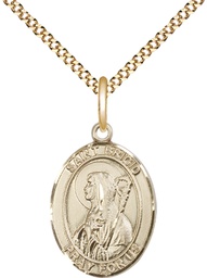 [8123GF/18G] 14kt Gold Filled Saint Brigid of Ireland Pendant on a 18 inch Gold Plate Light Curb chain