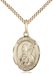[8123GF/18G] 14kt Gold Filled Saint Brigid of Ireland Pendant on a 18 inch Gold Plate Light Curb chain